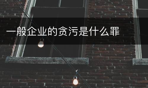 一般企业的贪污是什么罪