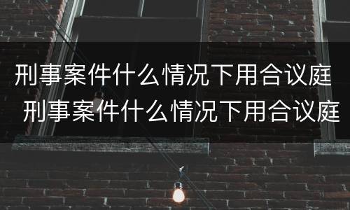 刑事案件什么情况下用合议庭 刑事案件什么情况下用合议庭审查