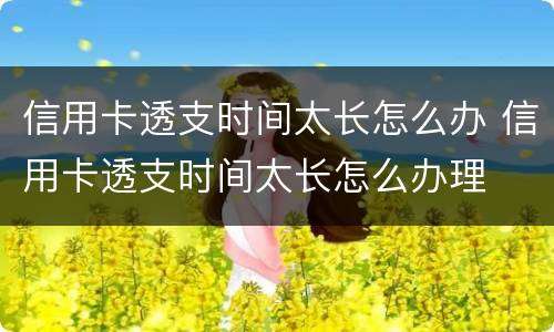 信用卡透支时间太长怎么办 信用卡透支时间太长怎么办理