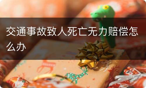 交通事故致人死亡无力赔偿怎么办