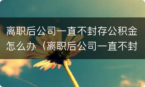 离职后公司一直不封存公积金怎么办（离职后公司一直不封存公积金怎么办理）