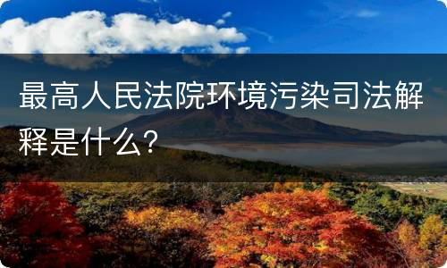 最高人民法院环境污染司法解释是什么？
