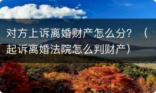 对方上诉离婚财产怎么分？（起诉离婚法院怎么判财产）