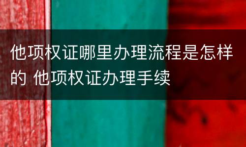 他项权证哪里办理流程是怎样的 他项权证办理手续