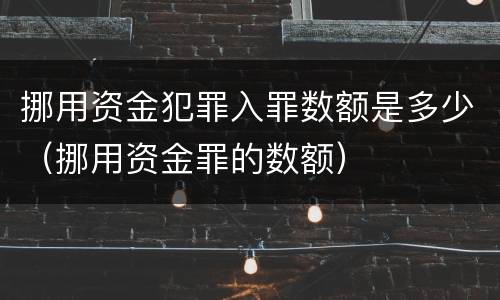挪用资金犯罪入罪数额是多少（挪用资金罪的数额）