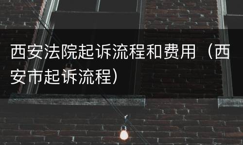 西安法院起诉流程和费用（西安市起诉流程）