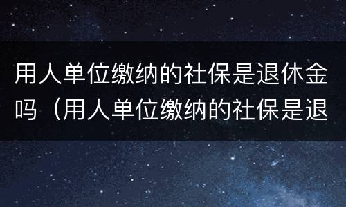 用人单位缴纳的社保是退休金吗（用人单位缴纳的社保是退休金吗怎么查）