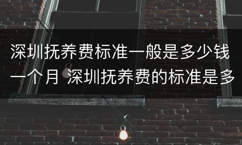 深圳抚养费标准一般是多少钱一个月 深圳抚养费的标准是多少钱一个月