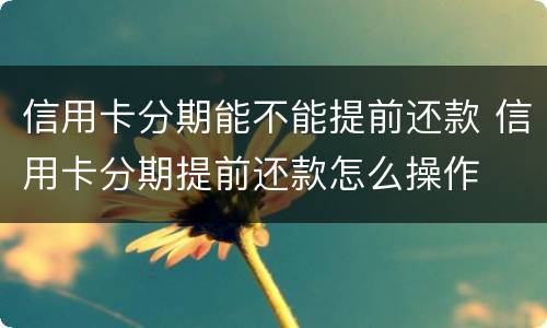 信用卡分期能不能提前还款 信用卡分期提前还款怎么操作