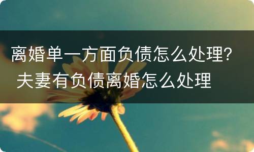 离婚单一方面负债怎么处理？ 夫妻有负债离婚怎么处理