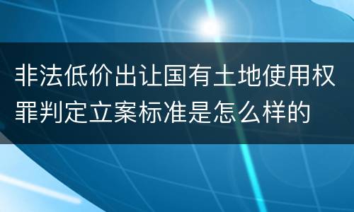 非法低价出让国有土地使用权罪判定立案标准是怎么样的