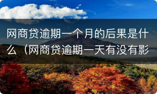 网商贷逾期一个月的后果是什么（网商贷逾期一天有没有影响）