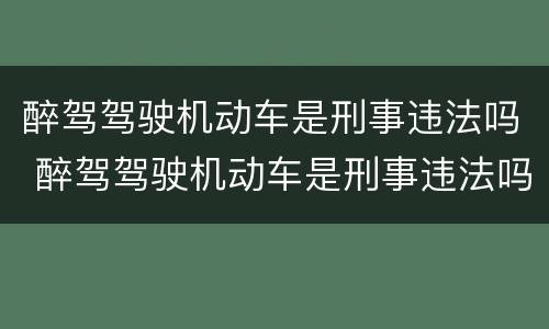 醉驾驾驶机动车是刑事违法吗 醉驾驾驶机动车是刑事违法吗