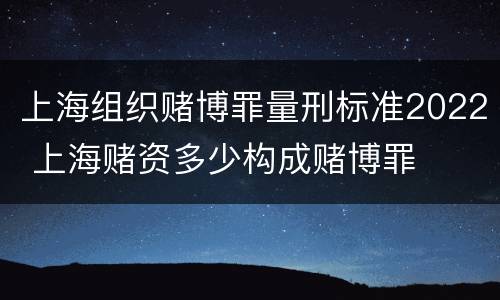 上海组织赌博罪量刑标准2022 上海赌资多少构成赌博罪