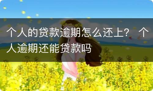 个人的贷款逾期怎么还上？ 个人逾期还能贷款吗