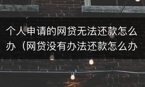 个人申请的网贷无法还款怎么办（网贷没有办法还款怎么办）