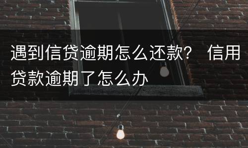 遇到信贷逾期怎么还款？ 信用贷款逾期了怎么办