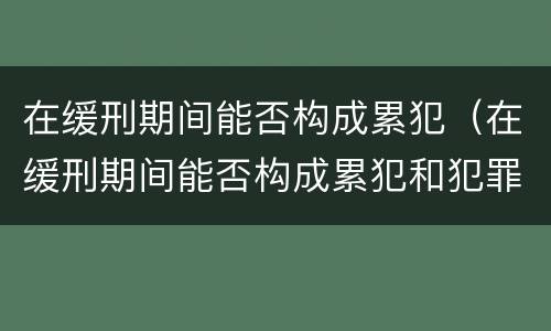 在缓刑期间能否构成累犯（在缓刑期间能否构成累犯和犯罪）