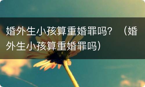 婚外生小孩算重婚罪吗？（婚外生小孩算重婚罪吗）