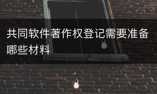 共同软件著作权登记需要准备哪些材料