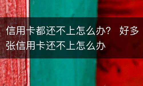 信用卡都还不上怎么办？ 好多张信用卡还不上怎么办