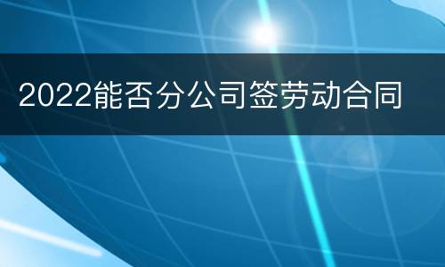 2022能否分公司签劳动合同