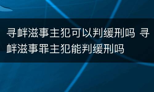 寻衅滋事主犯可以判缓刑吗 寻衅滋事罪主犯能判缓刑吗