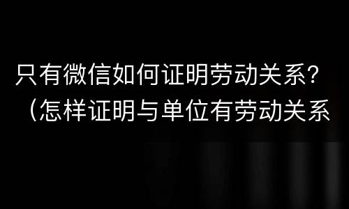只有微信如何证明劳动关系？（怎样证明与单位有劳动关系）