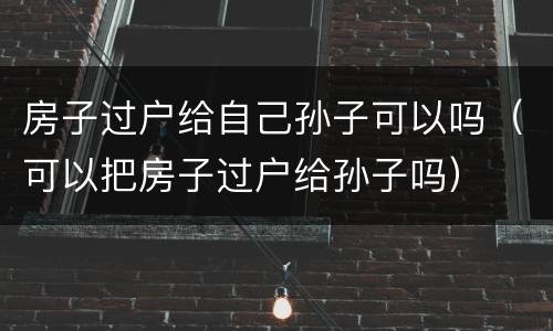 房子过户给自己孙子可以吗（可以把房子过户给孙子吗）