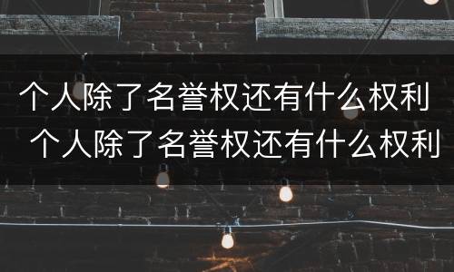 个人除了名誉权还有什么权利 个人除了名誉权还有什么权利呢
