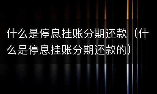 什么是停息挂账分期还款（什么是停息挂账分期还款的）