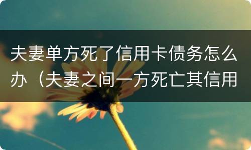 夫妻单方死了信用卡债务怎么办（夫妻之间一方死亡其信用卡欠款需要另一方偿还吗）