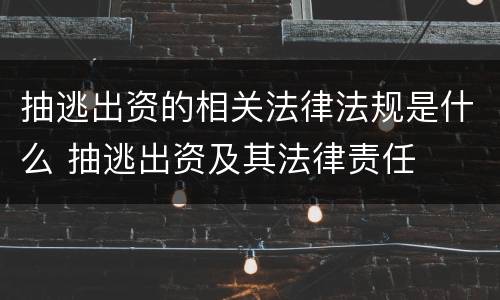抽逃出资的相关法律法规是什么 抽逃出资及其法律责任
