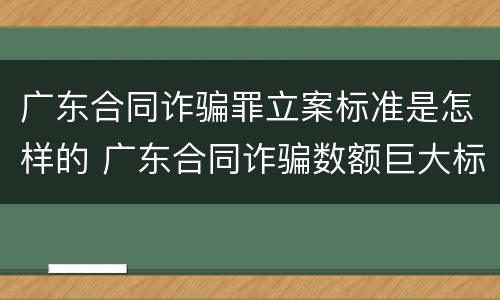 广东合同诈骗罪立案标准是怎样的 广东合同诈骗数额巨大标准