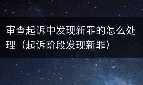 审查起诉中发现新罪的怎么处理（起诉阶段发现新罪）