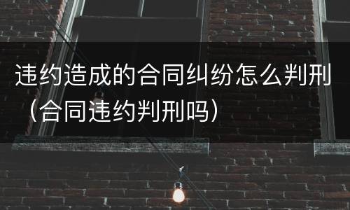 违约造成的合同纠纷怎么判刑（合同违约判刑吗）