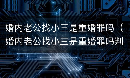 婚内老公找小三是重婚罪吗（婚内老公找小三是重婚罪吗判几年）