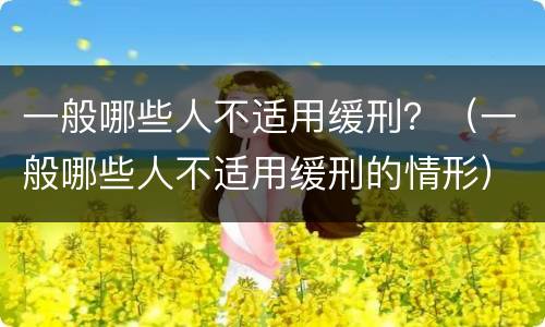 一般哪些人不适用缓刑？（一般哪些人不适用缓刑的情形）