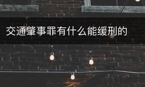 交通肇事罪有什么能缓刑的