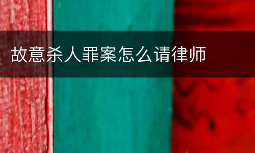 故意杀人罪案怎么请律师