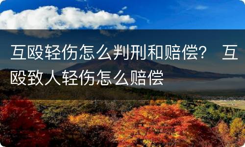 互殴轻伤怎么判刑和赔偿？ 互殴致人轻伤怎么赔偿