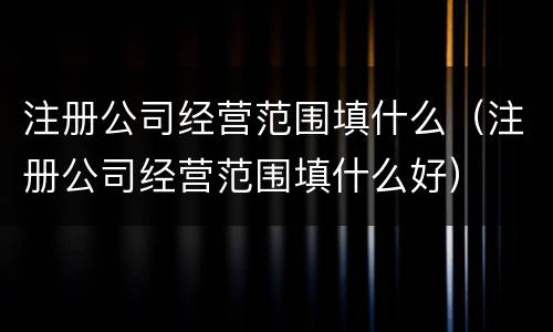 注册公司经营范围填什么（注册公司经营范围填什么好）