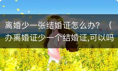 离婚少一张结婚证怎么办？（办离婚证少一个结婚证,可以吗）