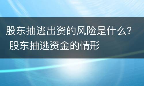 股东抽逃出资的风险是什么？ 股东抽逃资金的情形