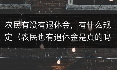 农民有没有退休金，有什么规定（农民也有退休金是真的吗）