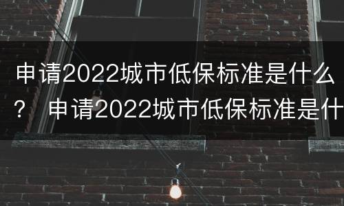 申请2022城市低保标准是什么？ 申请2022城市低保标准是什么意思