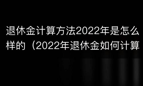 退休金计算方法2022年是怎么样的（2022年退休金如何计算）