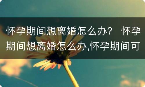 怀孕期间想离婚怎么办？ 怀孕期间想离婚怎么办,怀孕期间可以离婚吗?