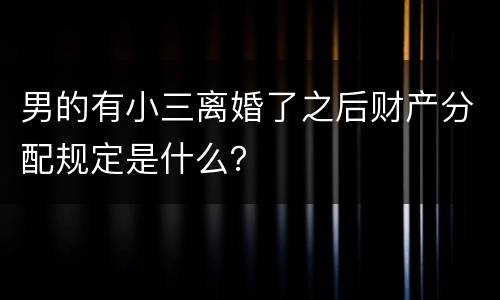 男的有小三离婚了之后财产分配规定是什么？