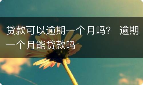 贷款可以逾期一个月吗？ 逾期一个月能贷款吗